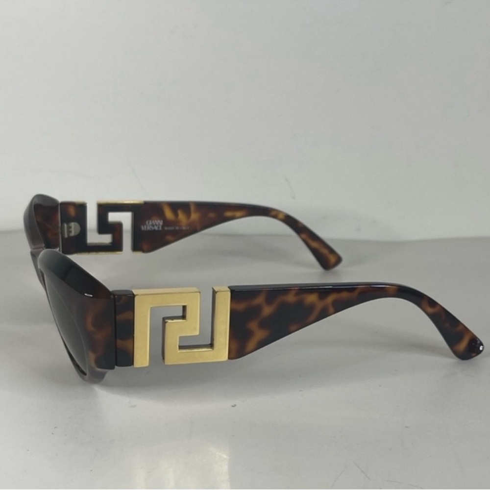 Versace Tortoiseshell Oval Sunglasses with Dark Green Lenses - Picture 2 of 15